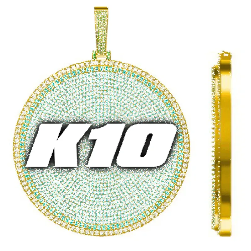 CUSTOM LETTER NECKLACE 3D BIG DISC sold by The GUU Shop