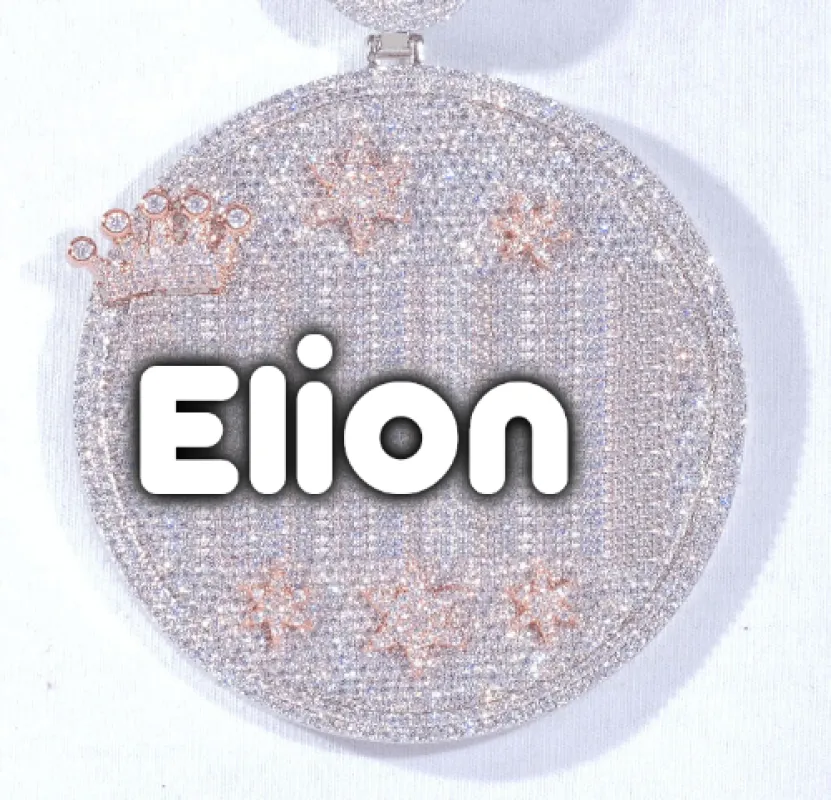 CUSTOM LETTER NECKLACE 3D BIG CROWN DISC sold by The GUU Shop