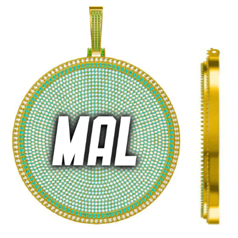 CUSTOM LETTER NECKLACE 3D BIG DISC sold by The GUU Shop