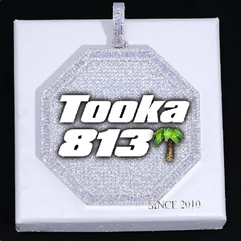 CUSTOM LETTER NECKLACE 3D BIG OCTAGON sold by The GUU Shop