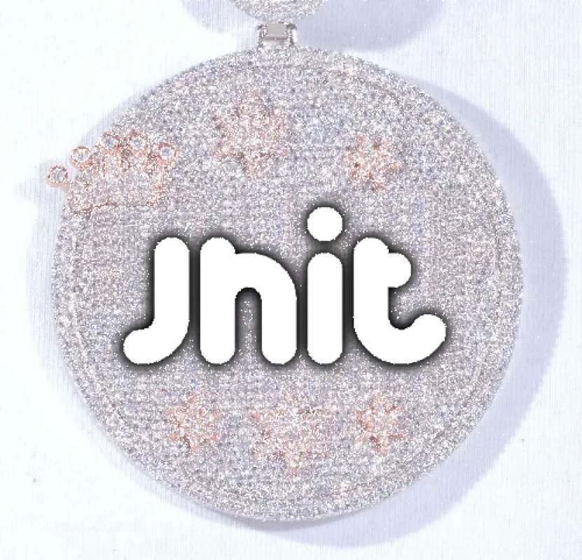 CUSTOM LETTER NECKLACE 3D BIG CROWN DISC sold by The GUU Shop