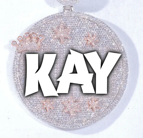 CUSTOM LETTER NECKLACE 3D BIG CROWN DISC sold by The GUU Shop