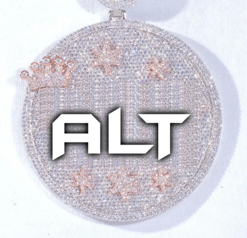 CUSTOM LETTER NECKLACE 3D BIG CROWN DISC sold by The GUU Shop