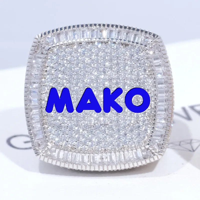 CUSTOM LETTER 3D ICED RING sold by The GUU Shop