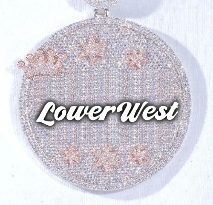 CUSTOM LETTER NECKLACE 3D BIG CROWN DISC sold by The GUU Shop