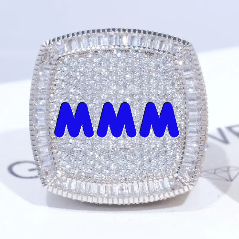 CUSTOM LETTER 3D ICED RING sold by The GUU Shop