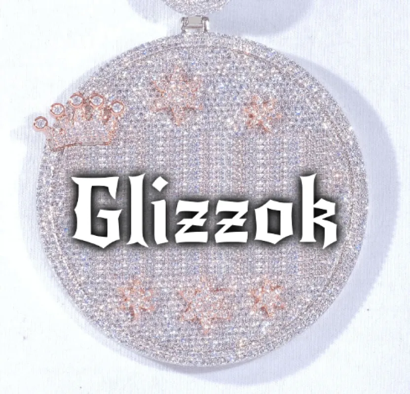 CUSTOM LETTER NECKLACE 3D BIG CROWN DISC sold by The GUU Shop
