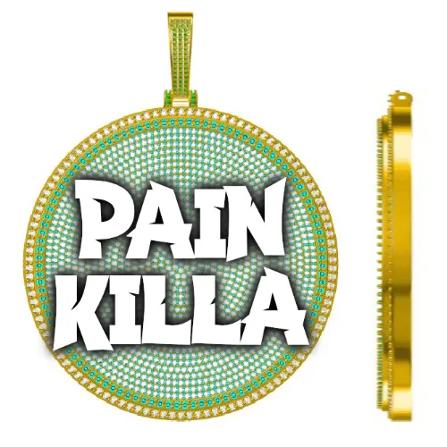 CUSTOM LETTER NECKLACE 3D BIG DISC sold by The GUU Shop