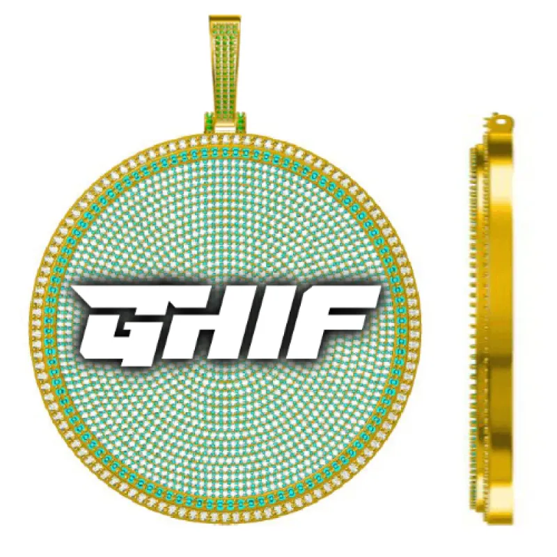 CUSTOM LETTER NECKLACE 3D BIG DISC sold by The GUU Shop