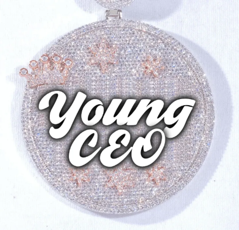 CUSTOM LETTER NECKLACE 3D BIG CROWN DISC sold by The GUU Shop