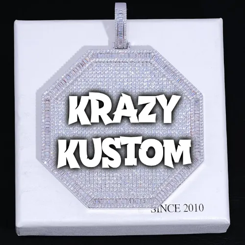 CUSTOM LETTER NECKLACE 3D BIG OCTAGON sold by The GUU Shop