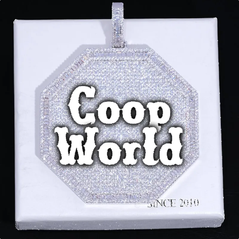 CUSTOM LETTER NECKLACE 3D BIG OCTAGON sold by The GUU Shop