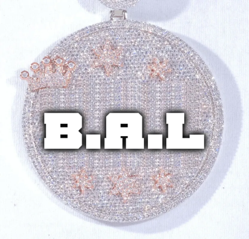 CUSTOM LETTER NECKLACE 3D BIG CROWN DISC sold by The GUU Shop