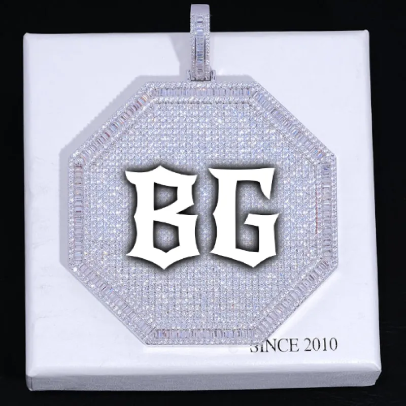 CUSTOM LETTER NECKLACE 3D BIG OCTAGON sold by The GUU Shop