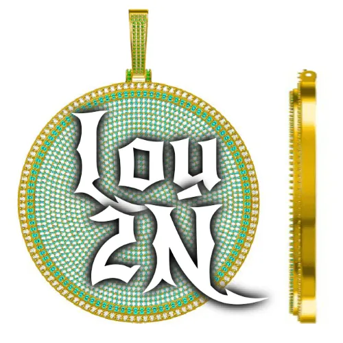 CUSTOM LETTER NECKLACE 3D BIG DISC sold by The GUU Shop