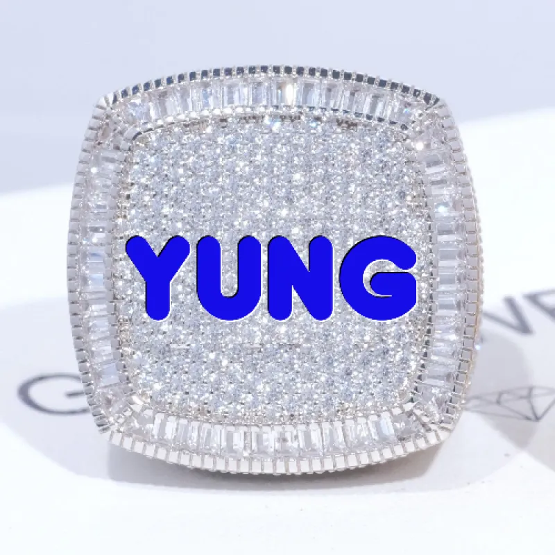 CUSTOM LETTER 3D ICED RING sold by The GUU Shop