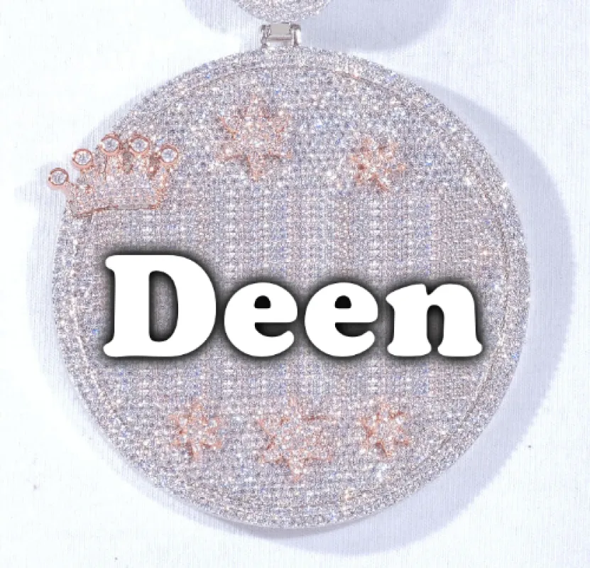 CUSTOM LETTER NECKLACE 3D BIG CROWN DISC sold by The GUU Shop