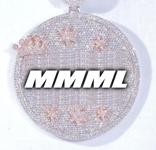 CUSTOM LETTER NECKLACE 3D BIG CROWN DISC sold by The GUU Shop