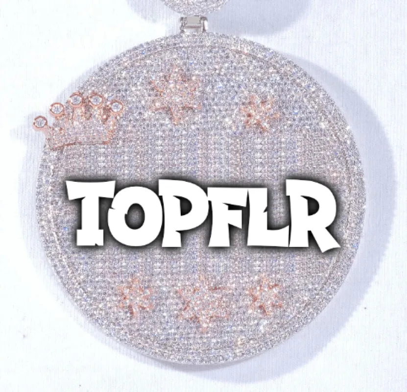 CUSTOM LETTER NECKLACE 3D BIG CROWN DISC sold by The GUU Shop