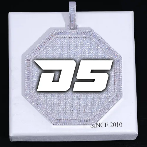 CUSTOM LETTER NECKLACE 3D BIG OCTAGON sold by The GUU Shop