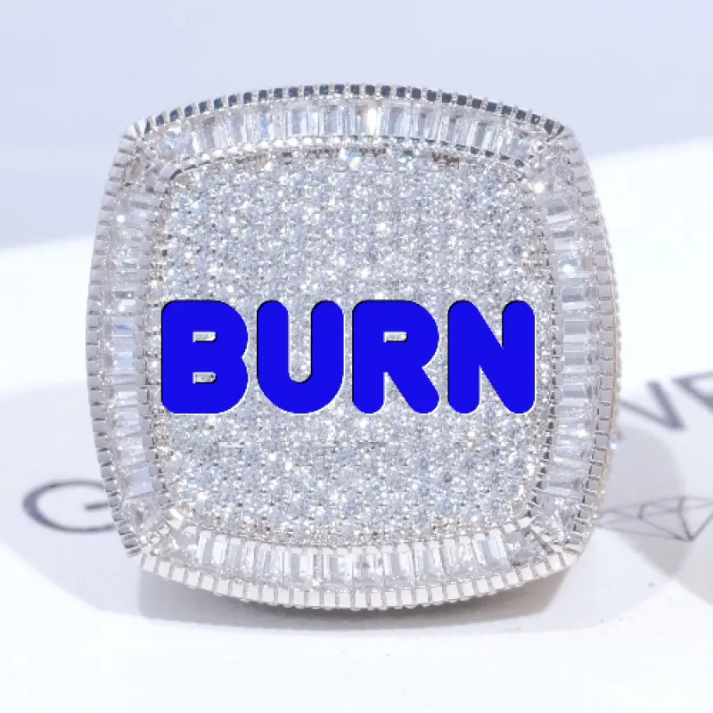 CUSTOM LETTER 3D ICED RING sold by The GUU Shop