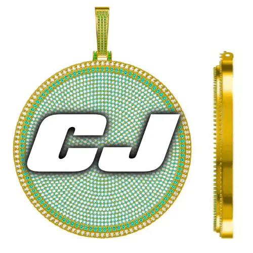 CUSTOM LETTER NECKLACE 3D BIG DISC sold by The GUU Shop