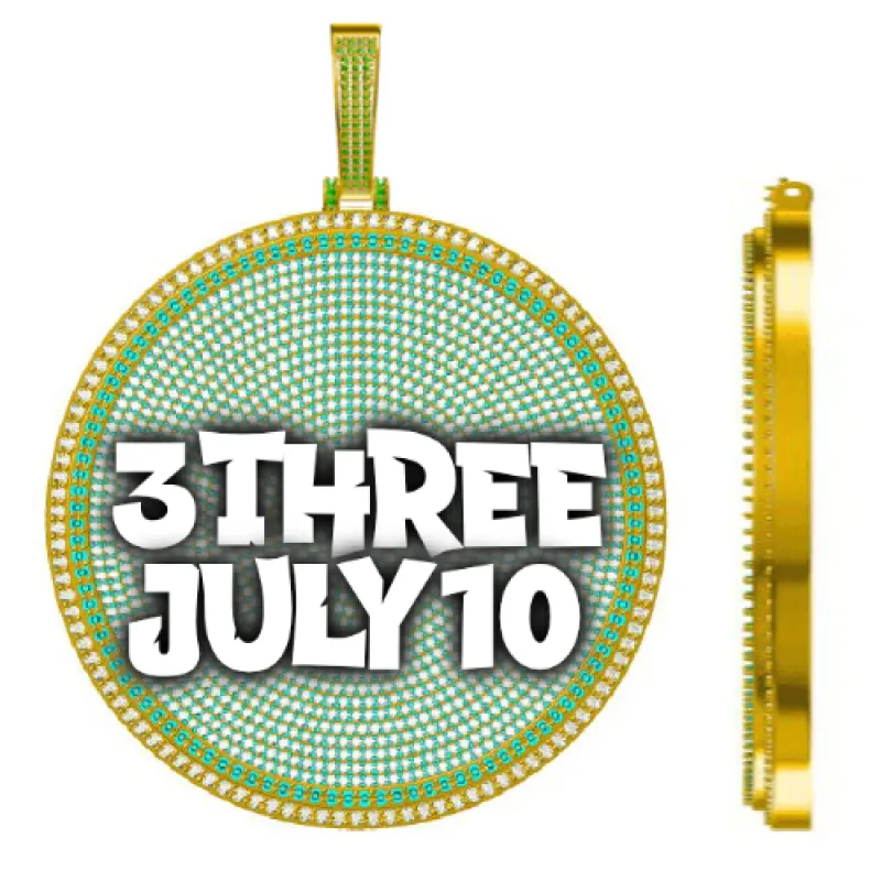 CUSTOM LETTER NECKLACE 3D BIG DISC sold by The GUU Shop