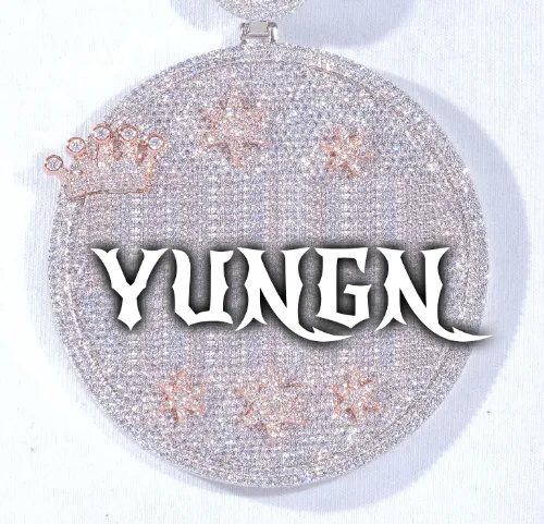 CUSTOM LETTER NECKLACE 3D BIG CROWN DISC sold by The GUU Shop