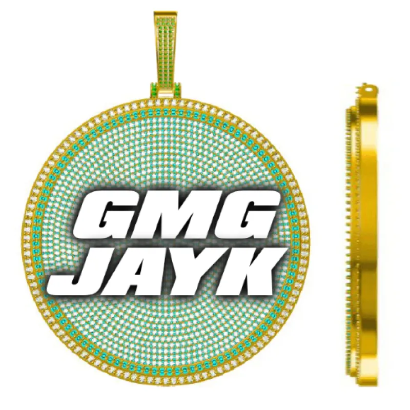 CUSTOM LETTER NECKLACE 3D BIG DISC sold by The GUU Shop