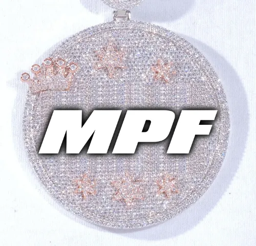 CUSTOM LETTER NECKLACE 3D BIG CROWN DISC sold by The GUU Shop