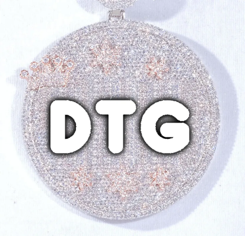 CUSTOM LETTER NECKLACE 3D BIG CROWN DISC sold by The GUU Shop