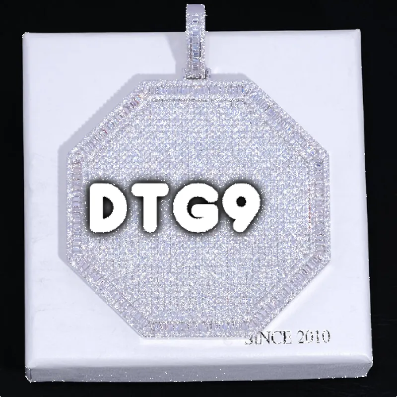 CUSTOM LETTER NECKLACE 3D BIG OCTAGON sold by The GUU Shop