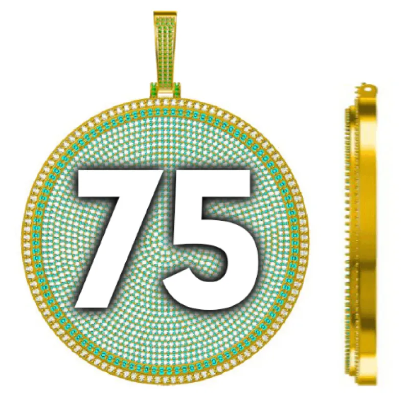 CUSTOM LETTER NECKLACE 3D BIG DISC sold by The GUU Shop