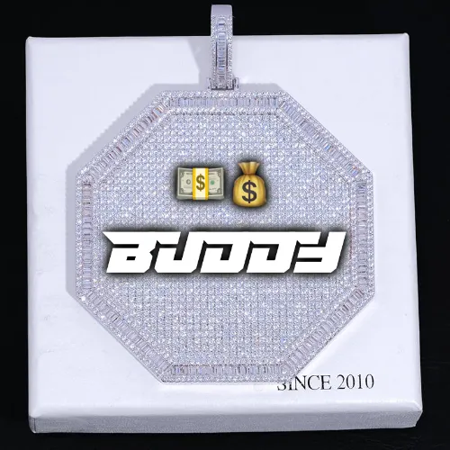 CUSTOM LETTER NECKLACE 3D BIG OCTAGON sold by The GUU Shop