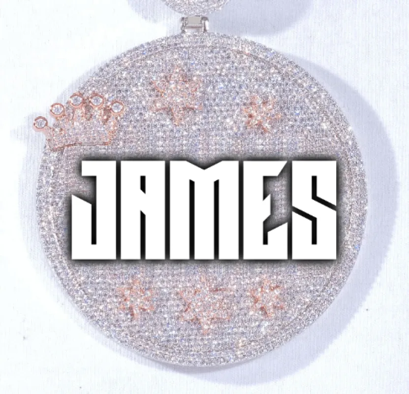 CUSTOM LETTER NECKLACE 3D BIG CROWN DISC sold by The GUU Shop