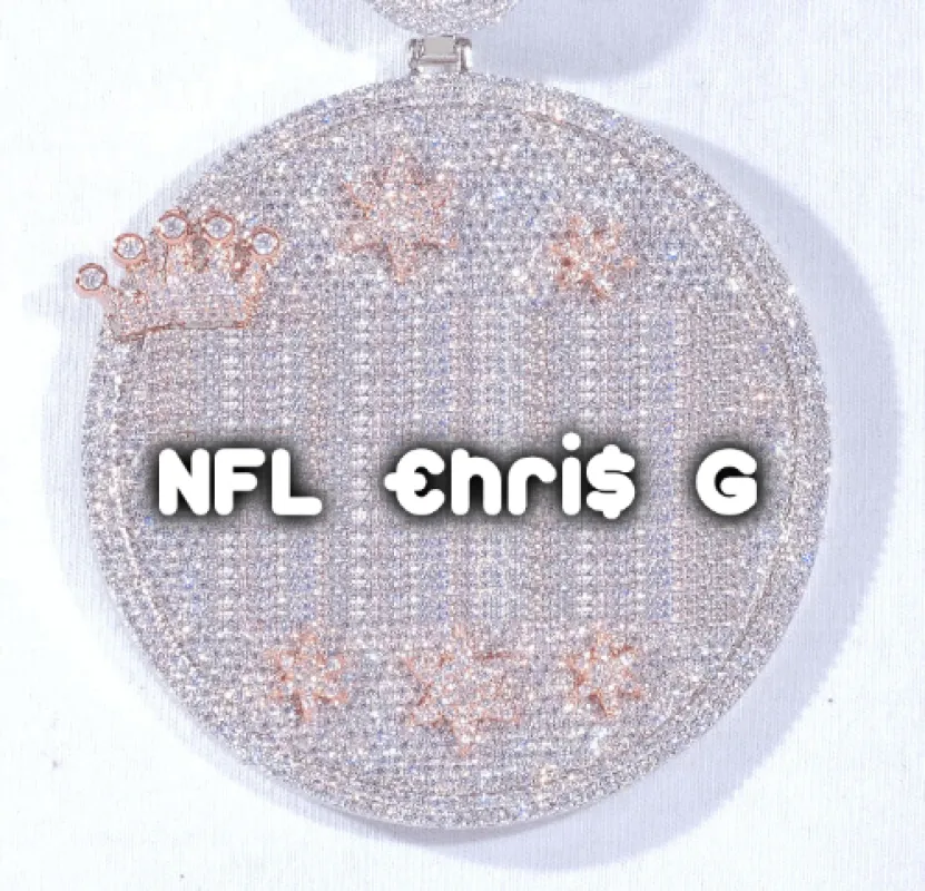 CUSTOM LETTER NECKLACE 3D BIG CROWN DISC sold by The GUU Shop