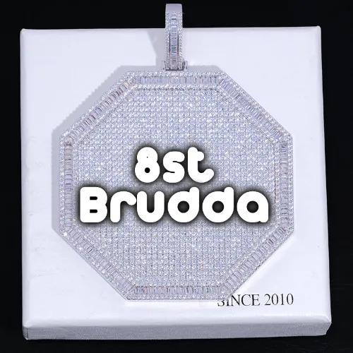 CUSTOM LETTER NECKLACE 3D BIG OCTAGON sold by The GUU Shop
