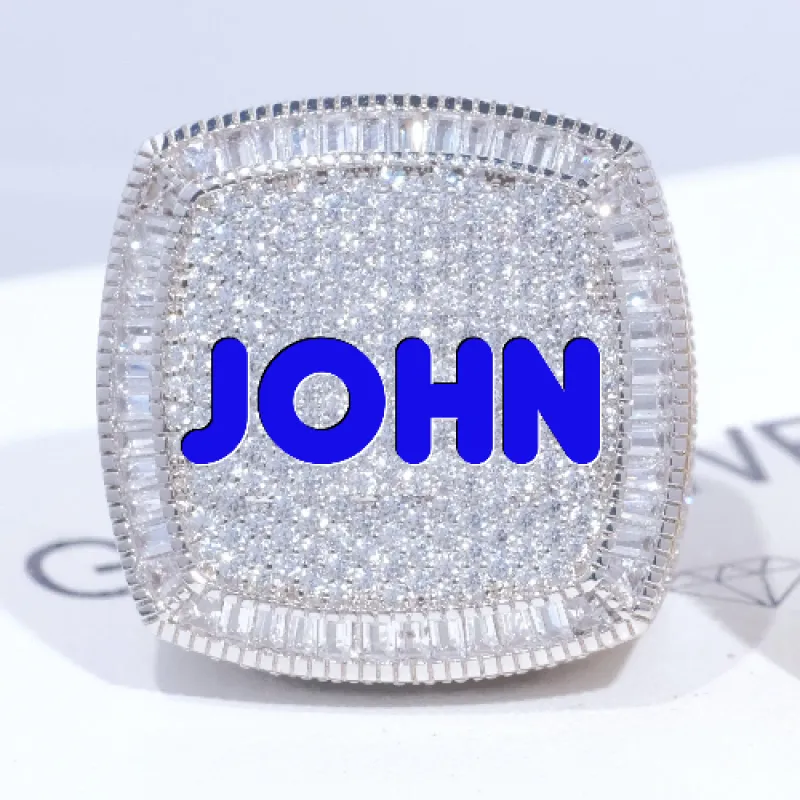 CUSTOM LETTER 3D ICED RING sold by The GUU Shop