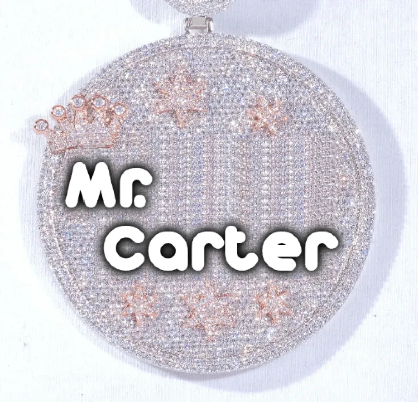 CUSTOM LETTER NECKLACE 3D BIG CROWN DISC sold by The GUU Shop