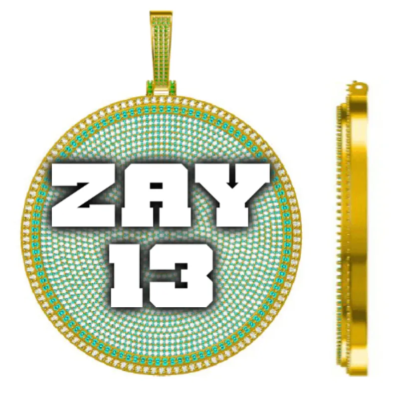 CUSTOM LETTER NECKLACE 3D BIG DISC sold by The GUU Shop