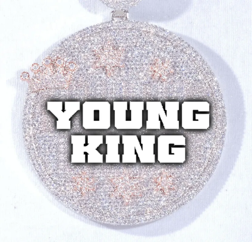 CUSTOM LETTER NECKLACE 3D BIG CROWN DISC sold by The GUU Shop