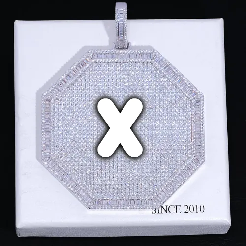 CUSTOM LETTER NECKLACE 3D BIG OCTAGON sold by The GUU Shop