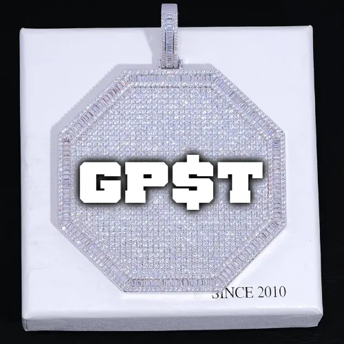 CUSTOM LETTER NECKLACE 3D BIG OCTAGON sold by The GUU Shop