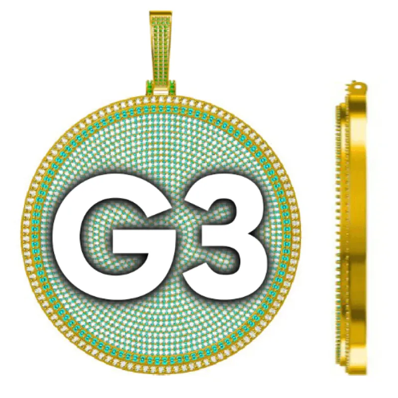 CUSTOM LETTER NECKLACE 3D BIG DISC sold by The GUU Shop