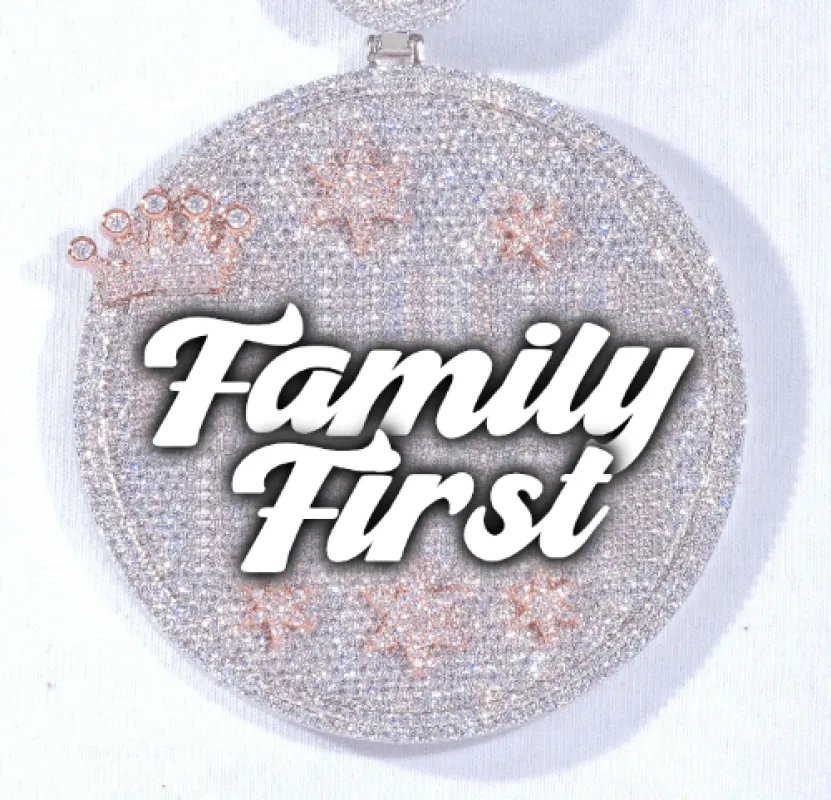 CUSTOM LETTER NECKLACE 3D BIG CROWN DISC sold by The GUU Shop