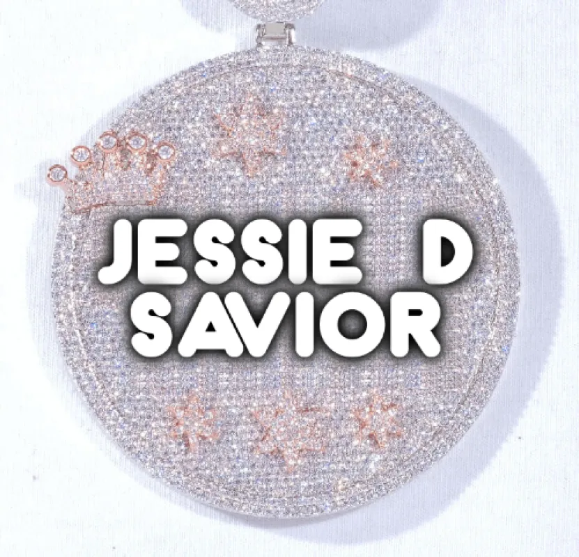 CUSTOM LETTER NECKLACE 3D BIG CROWN DISC sold by The GUU Shop