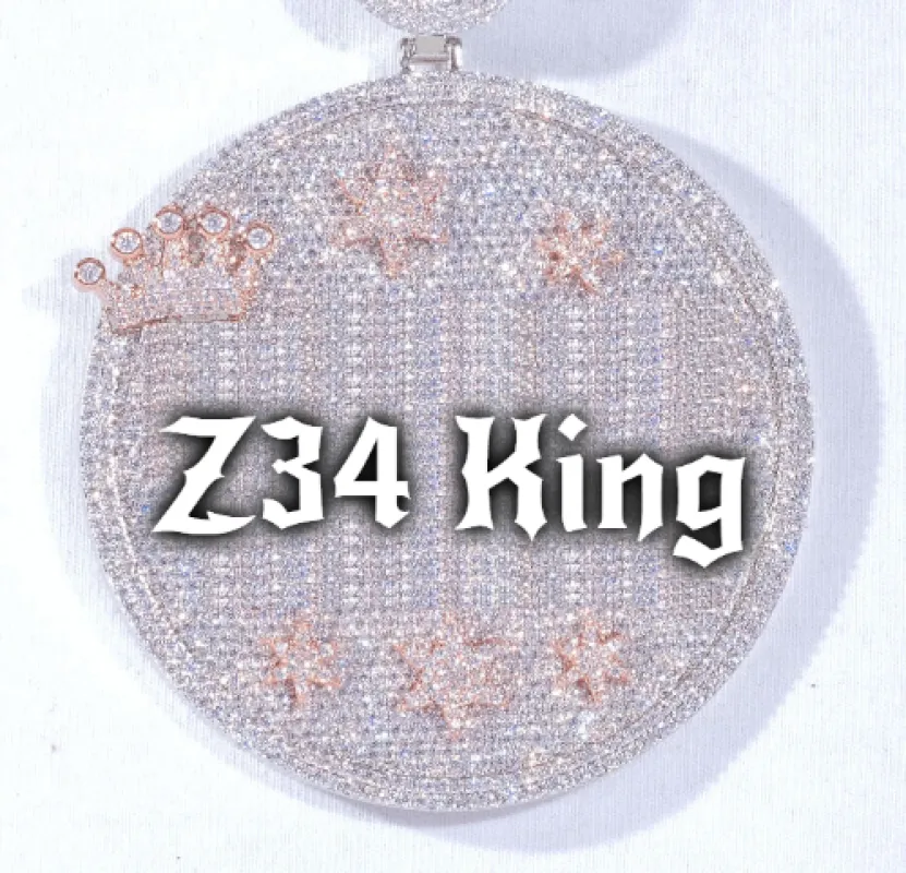 CUSTOM LETTER NECKLACE 3D BIG CROWN DISC sold by The GUU Shop