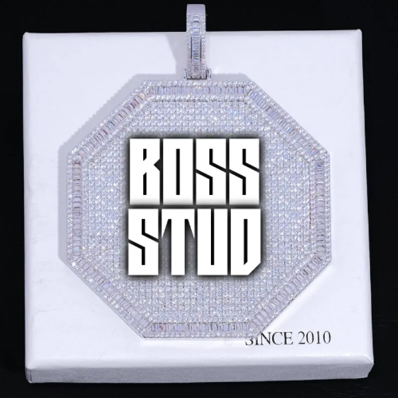 CUSTOM LETTER NECKLACE 3D BIG OCTAGON sold by The GUU Shop