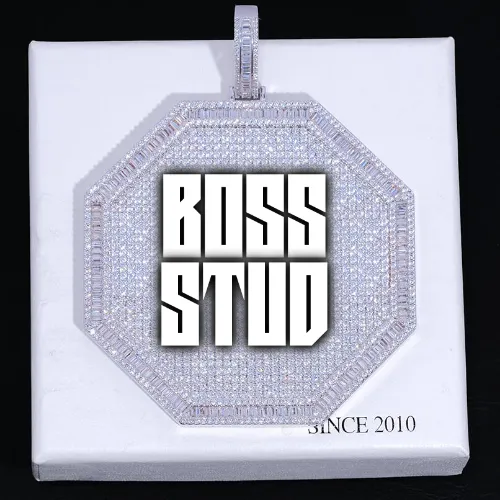 CUSTOM LETTER NECKLACE 3D BIG OCTAGON sold by The GUU Shop