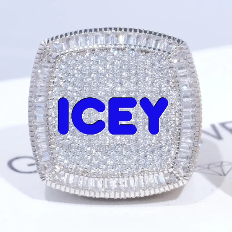 CUSTOM LETTER 3D ICED RING sold by The GUU Shop